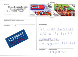 75913 - Bund - 2000 - Sport '86 Kpl A LpKte PLAUEN -> Japan - Lettres & Documents