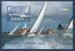 Jersey, **, Yv BF , Mi BL 31, SG MS 1006, Course Autour Du Monde à La Voile Du Times Clipper 2000, Voilier, Bateau, - Zeilen