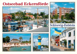 73234035 Eckernfoerde Hafen Strand Leuchtturm Sankt Nicolai Strasse Rathaus Ecke - Eckernfoerde