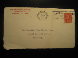 MANITOBA 1931 Polar Bear Limited Cancel Frontal Front Cover CANADA North Pole Polar Arctic Arctique - Other & Unclassified