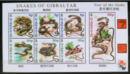 GIBRALTAR - IVERT HOJA BLOQUE Nº 44 NUEVOS ** AÑO LUNAR CHINO - EL AÑO DE LA SERPIENTE - Gibraltar