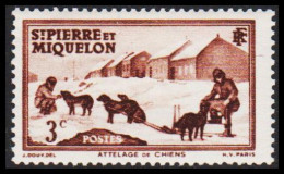 1938. SAINT-PIERRE-MIQUELON. Dog Sledge 3 C. Hinged.  (Michel 171) - JF542971 - Briefe U. Dokumente