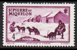 1938. SAINT-PIERRE-MIQUELON. Dog Sledge 4 C. Hinged.  (Michel 172) - JF542972 - Brieven En Documenten