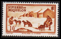 1938. SAINT-PIERRE-MIQUELON. Dog Sledge 10 C. Hinged.  (Michel 174) - JF542974 - Brieven En Documenten