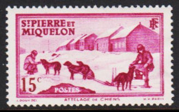 1938. SAINT-PIERRE-MIQUELON. Dog Sledge 15 C. Hinged.  (Michel 175) - JF542975 - Cartas & Documentos