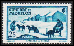 1938. SAINT-PIERRE-MIQUELON. Dog Sledge 25 C. Hinged.  (Michel 177) - JF542977 - Briefe U. Dokumente