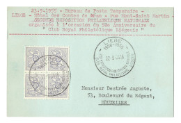 Belgique 1956 Bureau De Poste Temporaire 50 ème Anniversaire Du Club Royal Liégeois Exposition Philatelique Liége - Lettres & Documents