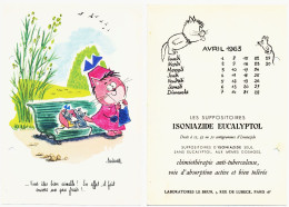 Carton 16 X 23 Illustrateur BARBEROUSSE Chat  Souris Banc Tricot Calendrier Avril 1963  Publicité Laboratoires Le Brun* - Barberousse