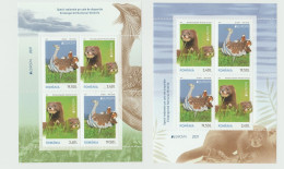 ROMANIA - EUROPA CEPT- 2021 - ENDANGERED  WILDLIFE - M/S - Blocks  I + II With 4 Stamps(2 Sets)  MNH** - 2021