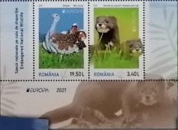 ROMANIA - EUROPA CEPT- 2021 - ENDANGERED  WILDLIFE -  Set Of 2 Stamps  MNH** - 2021