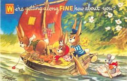 Postcard Comic Taylor Humanized Rabbits In A Sail Boat - Fumetti