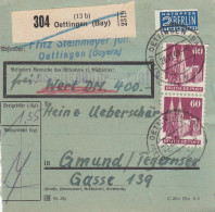 BiZone Paketkarte 1948: Oettingen Nach Gmund, Wertkarte, Bes. Formular, Notopfer - Covers & Documents