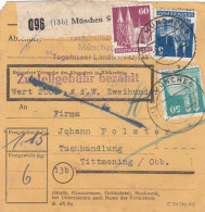 BiZone Paketkarte 1948: München 9 Nach Tuchhandlung Tittmoning, Wertkarte - Covers & Documents