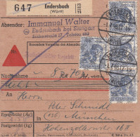 BiZone Paketkarte 1948: Endersbach Bei Stuttgart Nach München, Nachnahme - Covers & Documents