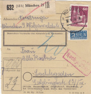 BiZone Paketkarte 1948: München 9 Nach Berchtesgaden, Nachgebühr - Covers & Documents