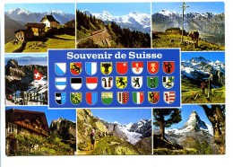 CPSM / CPM 10.5 X 15 Souvenir De Suisse  Cor Des Alpes Glacier Train Croix  Chalet  Bettmeralp Schynige Platte  * - Bettmeralp