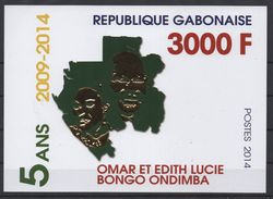 Gabon Gabun 2014 Mi. Block 134 Giant Stamp Timbre Géant 2009 Omar & Edith Bongo Ondimba 3 000F Gold / Or MNH** - Gabón (1960-...)