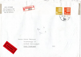 L75945 - Dänemark - 1980 - 10Kr Wappen MiF A R-EilBf KOBENHAVN -> RADEVORMWALD (Westdeutschland) - Briefe U. Dokumente