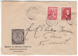 Norvège - Lettre De 1943 - Oblit Stavanger - - Storia Postale