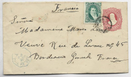 ARGENTINA ENTIER COVER 8C ENVELOPPE + 16C 1891 TO FRANCE - Storia Postale