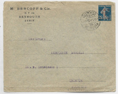 OMF SYRIE SYRIE 25C SEMEUSE LETTRE COVER BEYROUTH 1920 LEBANON TO AUTRICHE AUSTRIA - Lettres & Documents