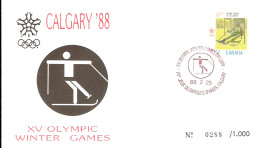 BUSTA FDC CALGARY 1988 NUMERATA 0288/1000 - Sci