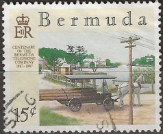 BERMUDA 1987 Centenary Of Bermuda Telephone Company - 15c. - 19th-century Wagon Carrying Telephone Poles FU - Bermudes