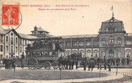 94-SAINT-MAURICE- ASILE NATIONAL DES CONVALESCENTS DEPART DES CONVALESCENTS POUR PARIS - Saint Maurice