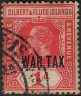 GILBERT & ELLICE ISLAND 1918 KGV 1d Red SG26 Used - Gilbert & Ellice Islands (...-1979)