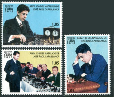 Cuba 6117-6119, MNH. Chess Champion Jose Raul Capablanca, 2018. - Unused Stamps