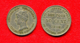 COLONIALES - COLONIES - REUNION 50 CENTIMES 1896 - PAS COURANT - Andere & Zonder Classificatie