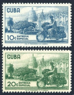 Cuba E24-E25, Hinged. Michel 571-572, View In Havana, Messenger-Bicyclist. 1958. - Ongebruikt