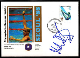 Olympics 1988 - Swimming - SOUTH KOREA - FSC Cover With Signature - Summer 1988: Seoul