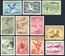 Cuba C136-C146, Lightly Hinged. Mi 496-506. 1956. Wood Duck, Pigeon, Hawk,Gulls, - Neufs