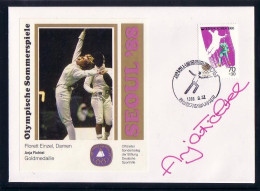 Olympics 1988 - Fencing - SOUTH KOREA - FSC Cover With Signature - Zomer 1988: Seoel