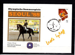 Olympics 1988 - Equestrian - SOUTH KOREA - FSC Cover With Signature - Zomer 1988: Seoel