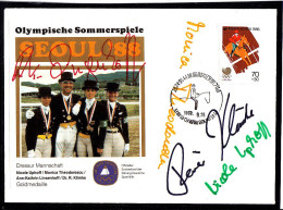 Olympics 1988 - Equestrian - SOUTH KOREA - FSC Cover With Signature - Summer 1988: Seoul