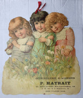 Très Grand Découpis à Suspendre Enfants Original Circa 1900 - Carton Gaufré 36x33cm - Quincaillerie St Augustin Hatrait - Enfants