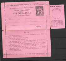 / France: 2540 CLPPRP 1f (1884) Papier Rose Avec Bon De Réponse - Pneumatische Post