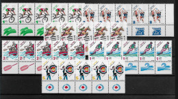 TIMBRE STAMP ZEGEL ISRAEL PETIT LOT DIVERS SPORTS 5 X 1307-09 1349-50   XX - Nuevos (con Tab)