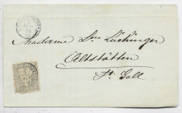 HELVETIA SUISSE 2C SOLO LETTRE COVER HAUTE GENEVEYS 1871TO ST GALL - Storia Postale