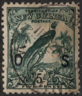 NEW GUINEA 1932 5d Deep Blue-Green Opt O.S SGO49 Used - Papua New Guinea