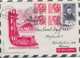 Austria Uprated Postal Stationery Air Mail Cocer Ballonpost Weiz 28-5-1950 Kinderdorf - Globos