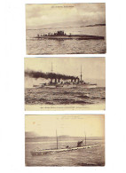 Lot 3 Cpa - Marine Militaire Française Sous-marins - O'BYRN Sous-marin  JEAN AUTRIC Condorcet Cuirassé à Turbines MARINS - Unterseeboote