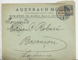 HUNGARY MAGYAR 25 FILLER BDF SOLO LETTRE COVER BUDAPEST 1903 TO FRANCE - Brieven En Documenten