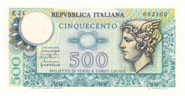 500 LIRE BIGLIETTO DI STATO MERCURIO 20/12/1976 FDS - Andere & Zonder Classificatie