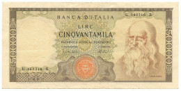 50000 LIRE BANCA D'ITALIA LEONARDO DA VINCI MEDUSA 16/05/1972 BB+ - Altri & Non Classificati