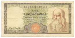 50000 LIRE BANCA D'ITALIA LEONARDO DA VINCI MEDUSA 19/07/1970 BB - Altri & Non Classificati