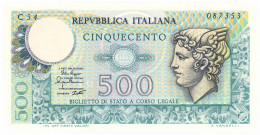 500 LIRE BIGLIETTO DI STATO MERCURIO 02/04/1979 FDS - Autres & Non Classés