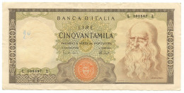 50000 LIRE BANCA D'ITALIA LEONARDO DA VINCI MEDUSA 16/05/1972 BB - Andere & Zonder Classificatie